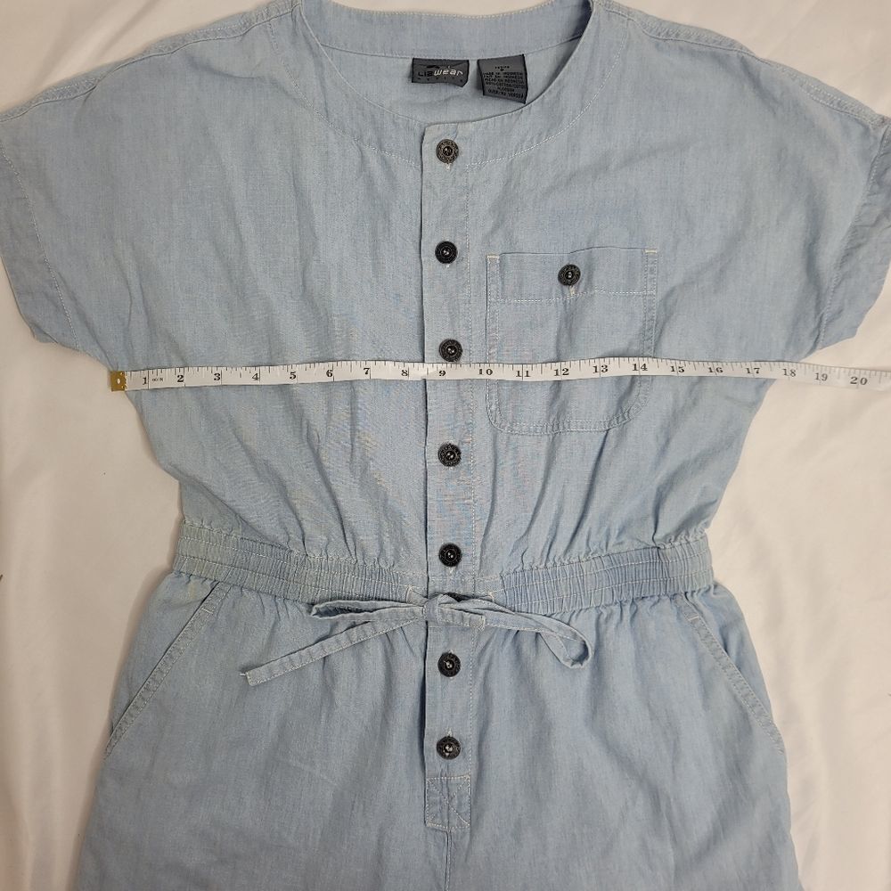 VINTAGE 90s romper LizWear blue chambray button up‎ playsuit XS/S - Picture 12 of 15